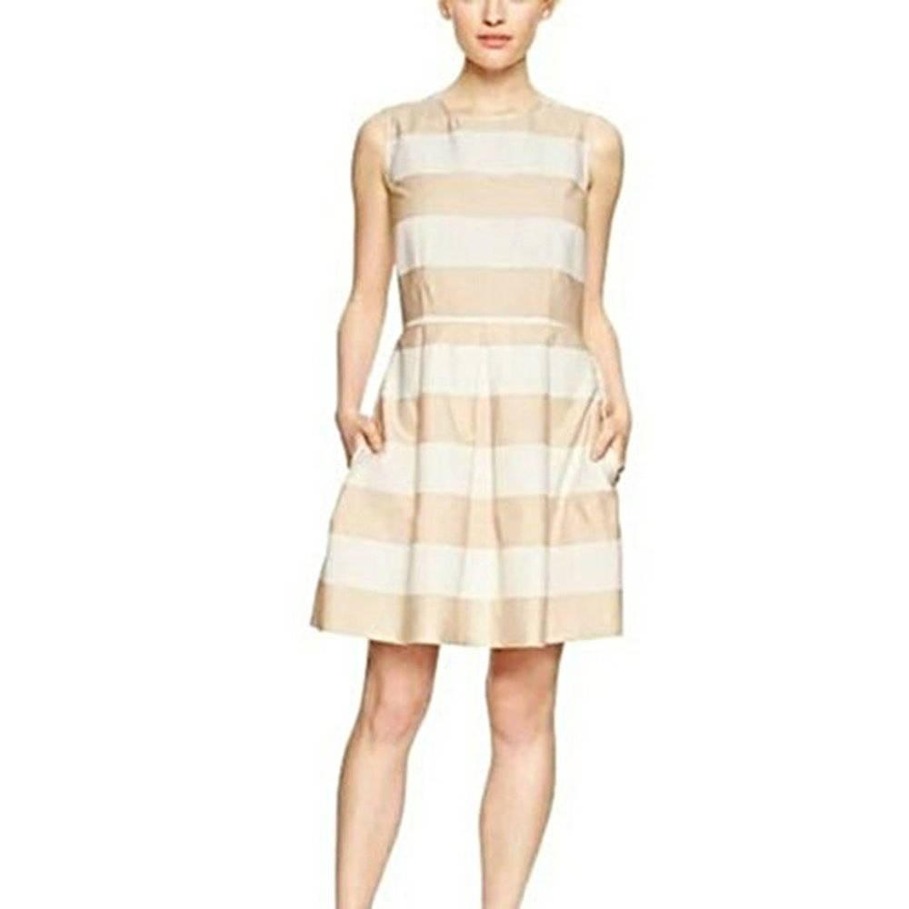 Nwt Gap Fit & Flare Dress 10 Tall Womens Sleeveless Preppy Trad Striped Pockets
